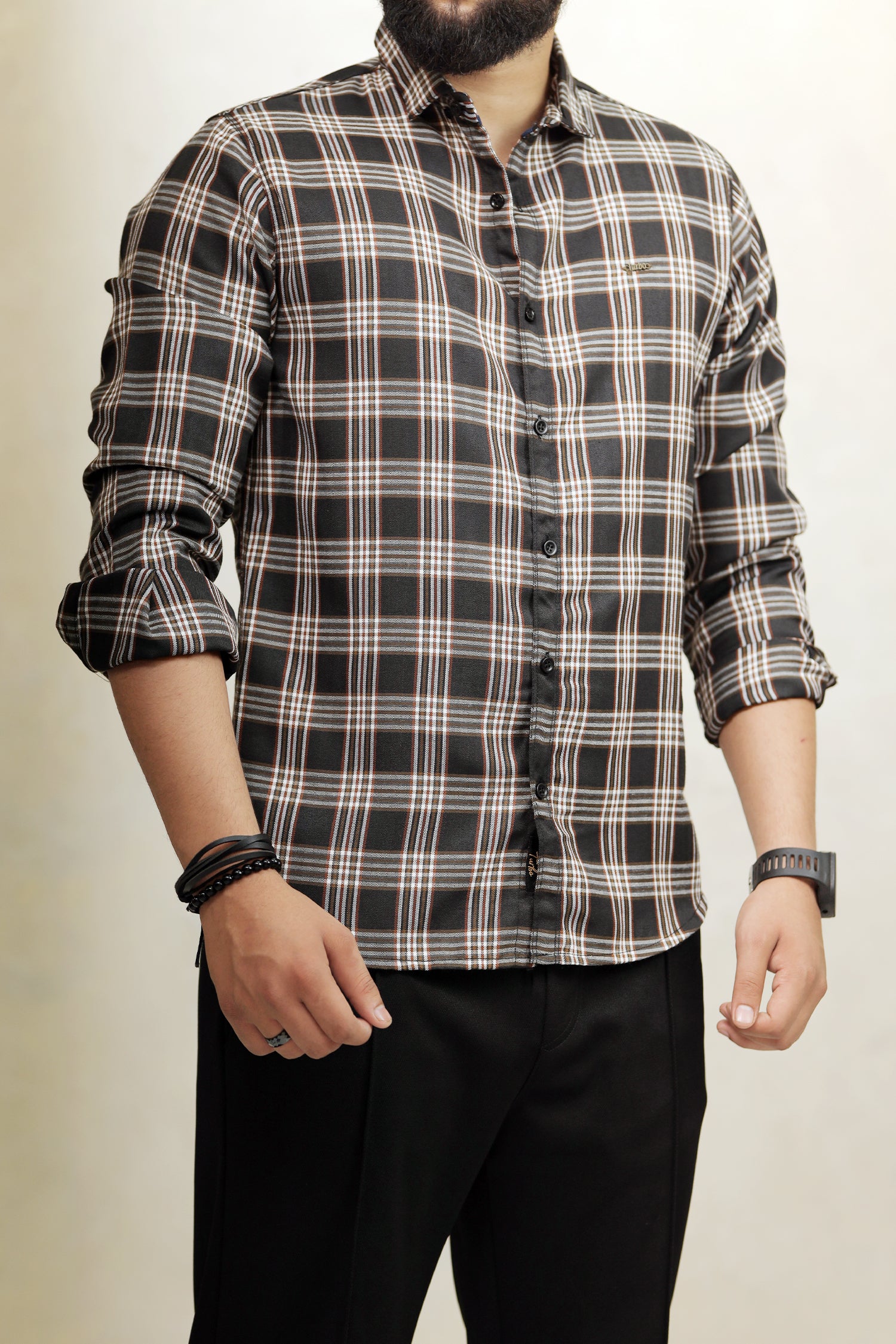 Turbo Tattersall Checkered Long Sleeve Cotton Casual Shirt