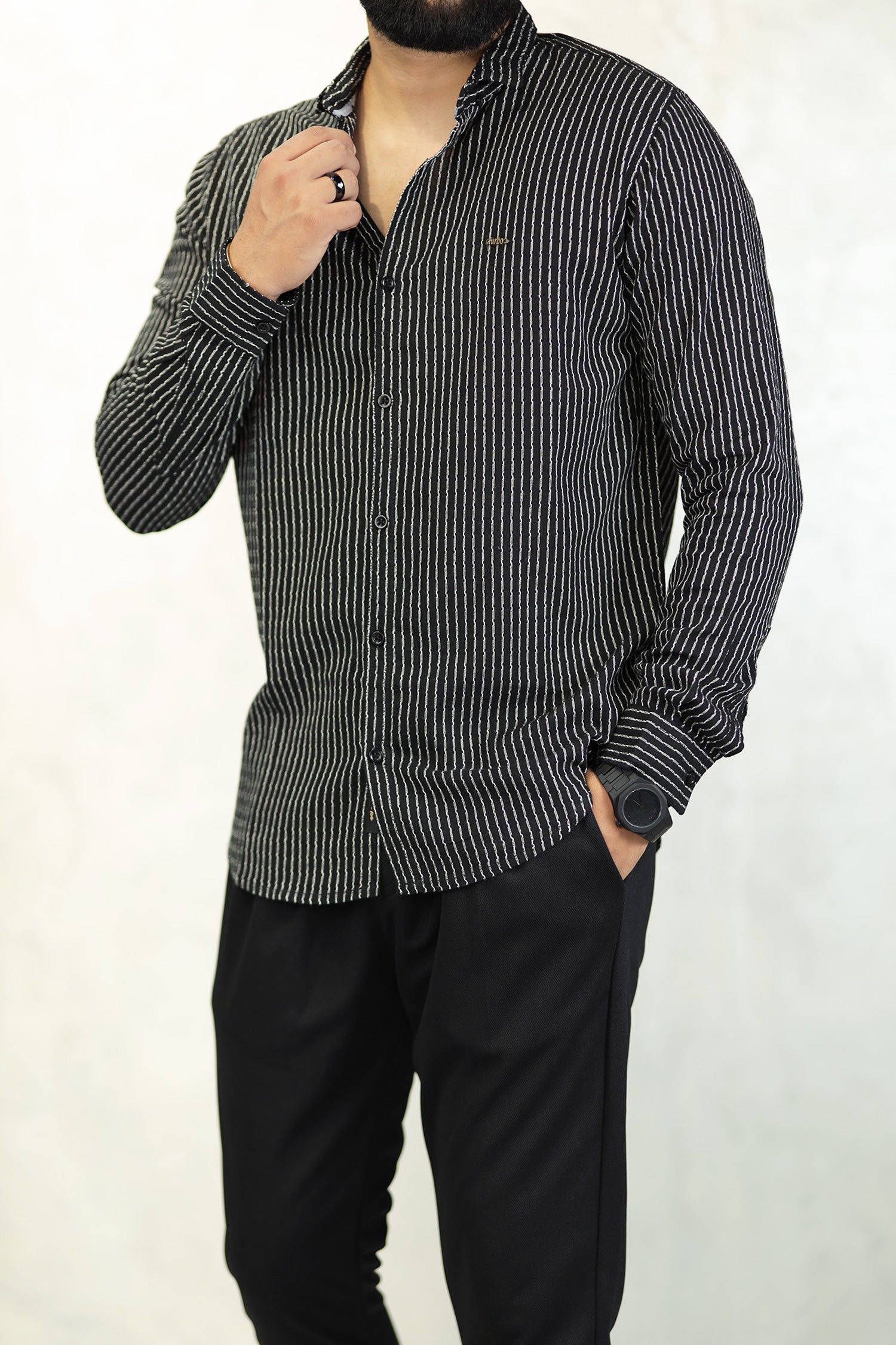 Turbo Lining Check Creation Long Sleeve Cotton Casual Shirt