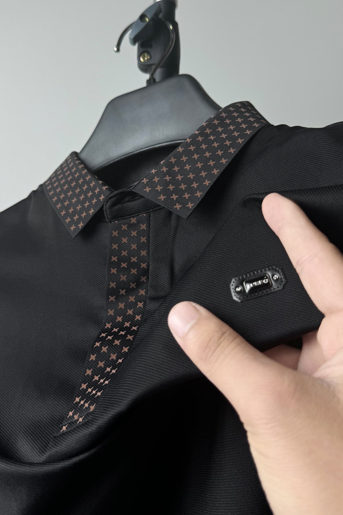 Turbo Button Down Style Men's Polo Shirt In Black