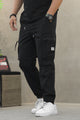 Men's Elastic Drawstring Zippered-Side-Pockets Cargo Trouser