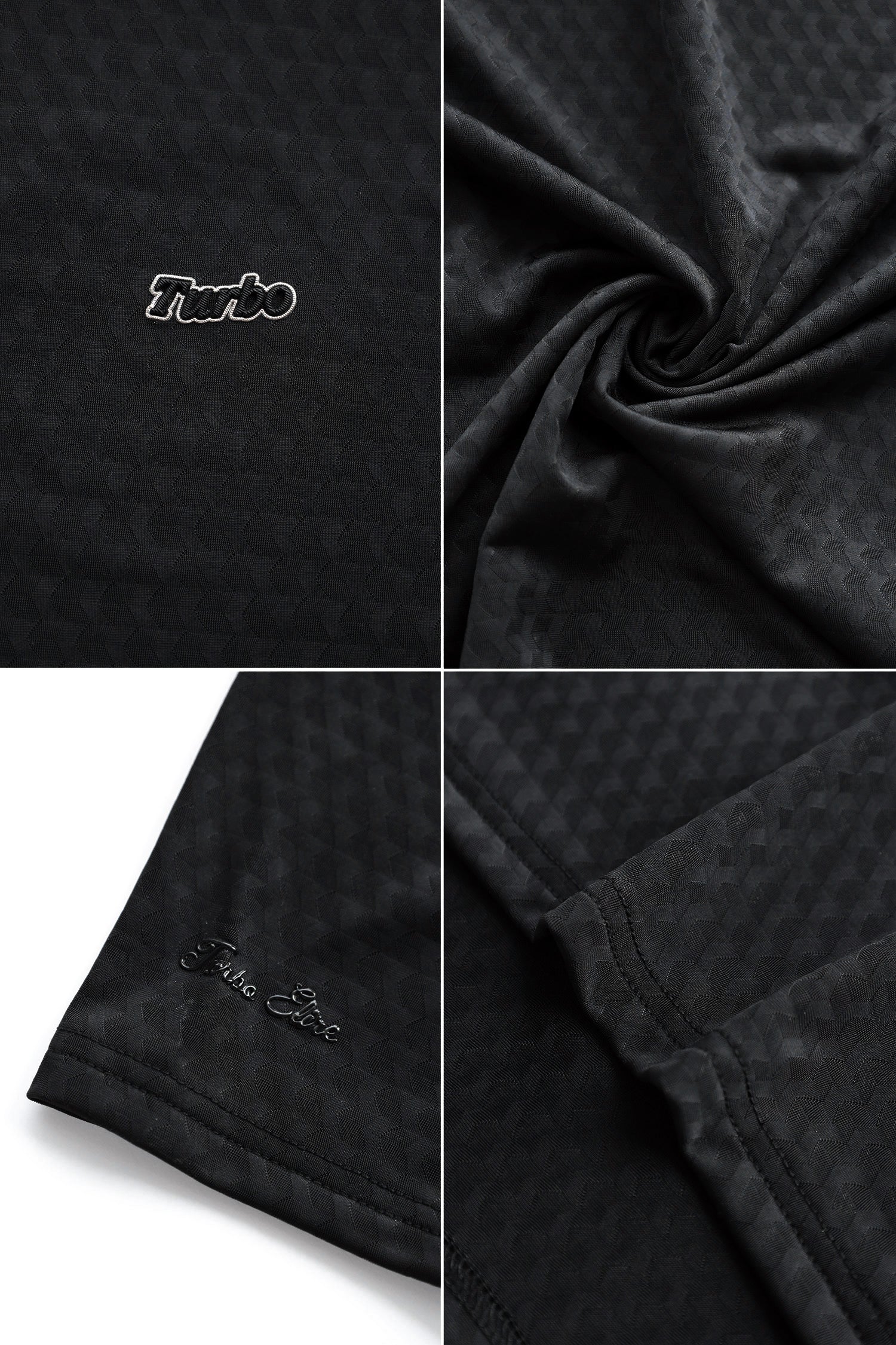 Turbo Diamond Motif Textured Crew Neck Tee In Black