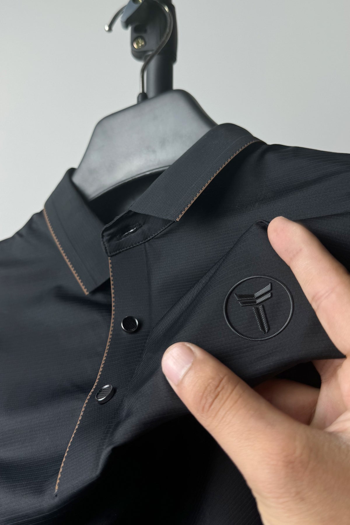 Turbo Waves Lining Textured Men's Polo Shirt In Black