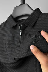 Turbo Elite Weave Textured Zipper Men's Polo Shirt