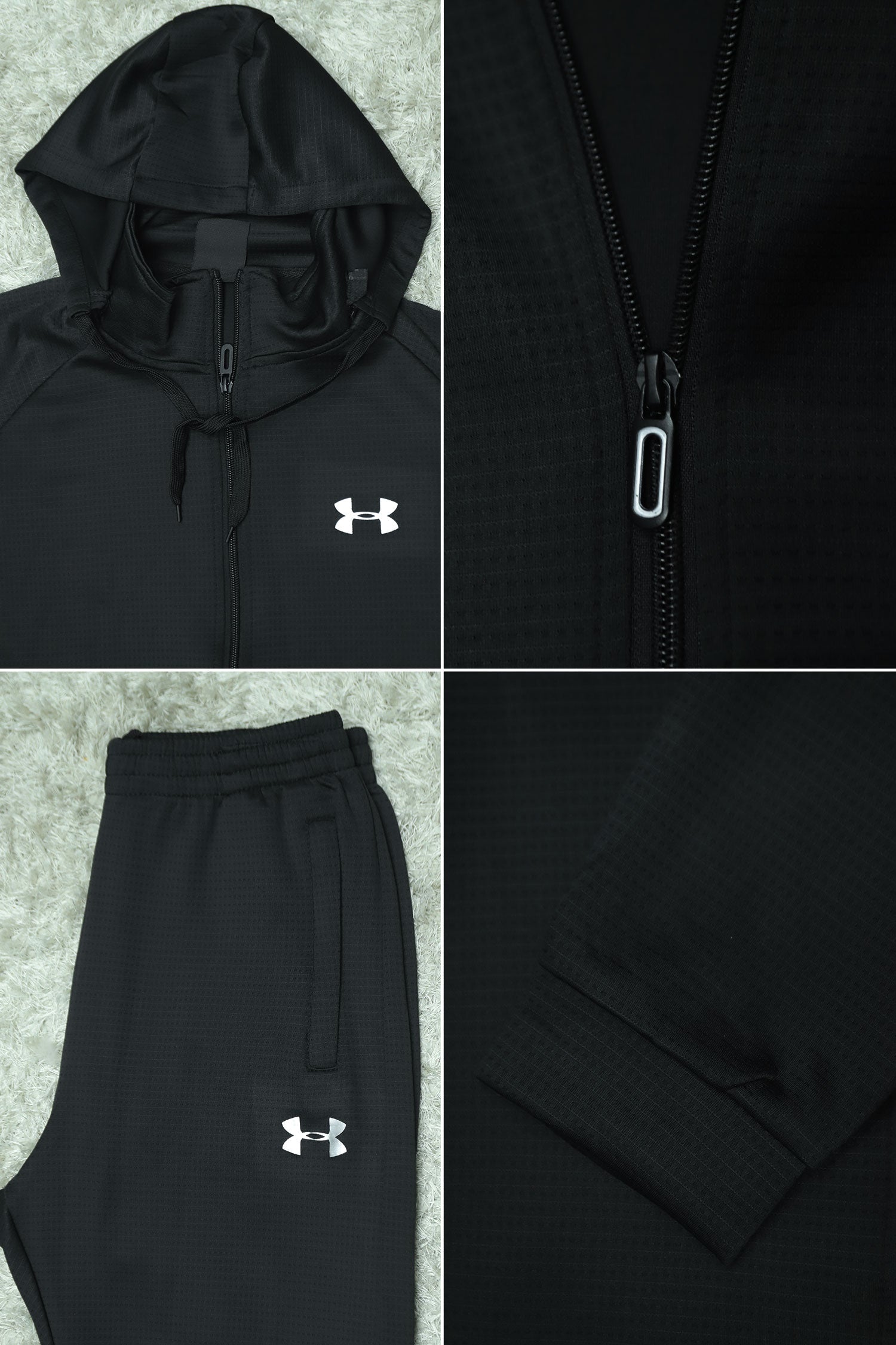 Undr Armr Dotted Pattern Hooded Sportswear Men Zipper Tracksuit