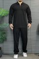 Turbo Quarter-Zip Collar Style Men's Co-Ord Set In Black