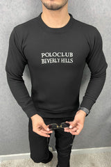 Polo Club Round Neck Imported Men's Sweatshirt In Black