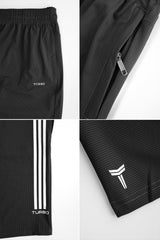 Turbo Trackside Triple Stripe Big Size Dry-Fit Men's Shorts In Black