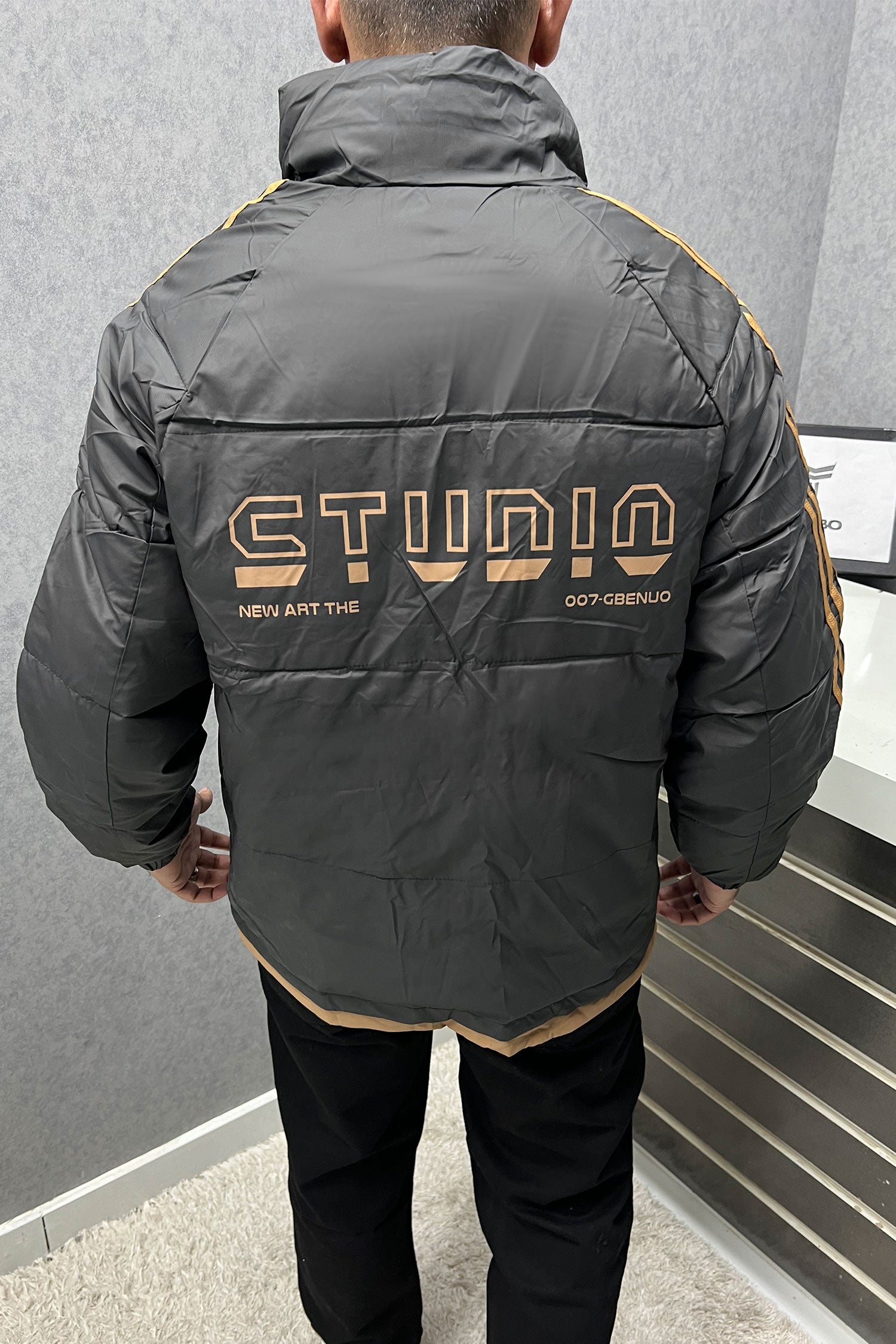 The New Art Studio Stripes Imported Puffer Jacket