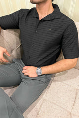 Turbo Snitch Striped Casual Shirt In Black
