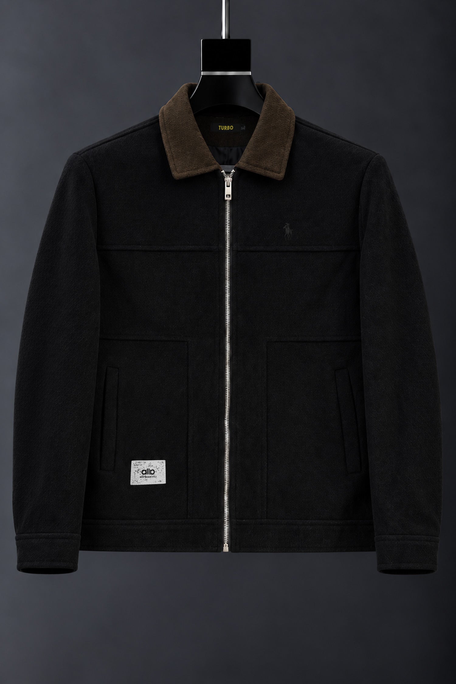 Turbo x Polo Pony Harrington Contrast Collar Imp Men's Wool Jacket In Black