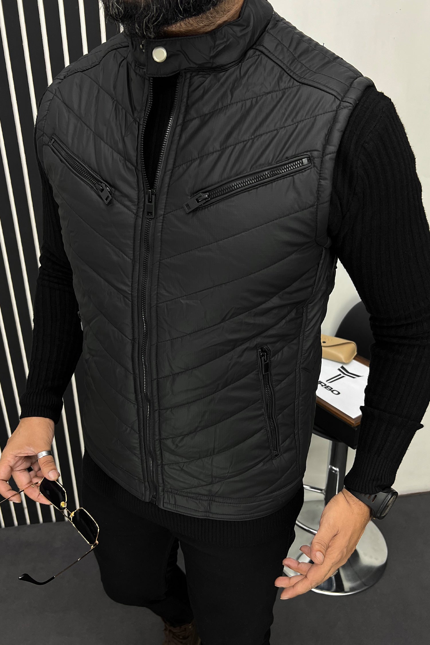 Winter Insulated PU Leather Imported Men's Gilet