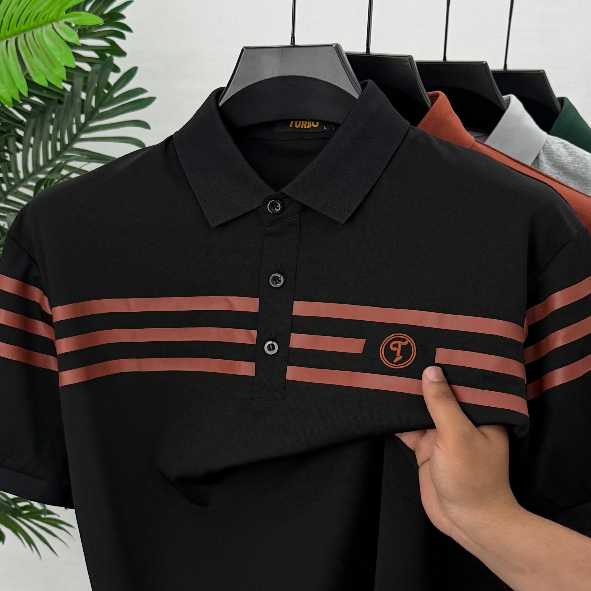 Turbo Horizontal Stripes Style Men's Polo T-Shirt