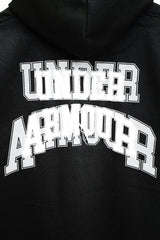 Undr Armr Embriodered Print Essential Fleece Hoodie In Black