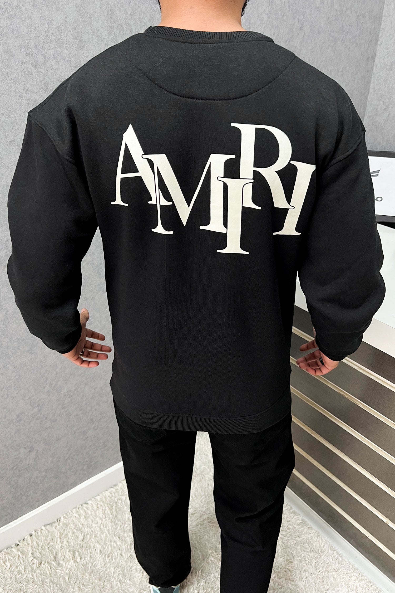 Amri Slogan Signature Crew Neck Full Sleeves Men's Sweatshirt