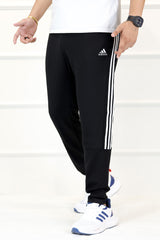 Adds Skinny Seluar Track 3 Stripes Line Sportswear Trouser In Black