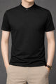 Elegance Fit Henley Neck Button Tee In Black
