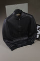 Texture Style Suede Leather Jacket In Black