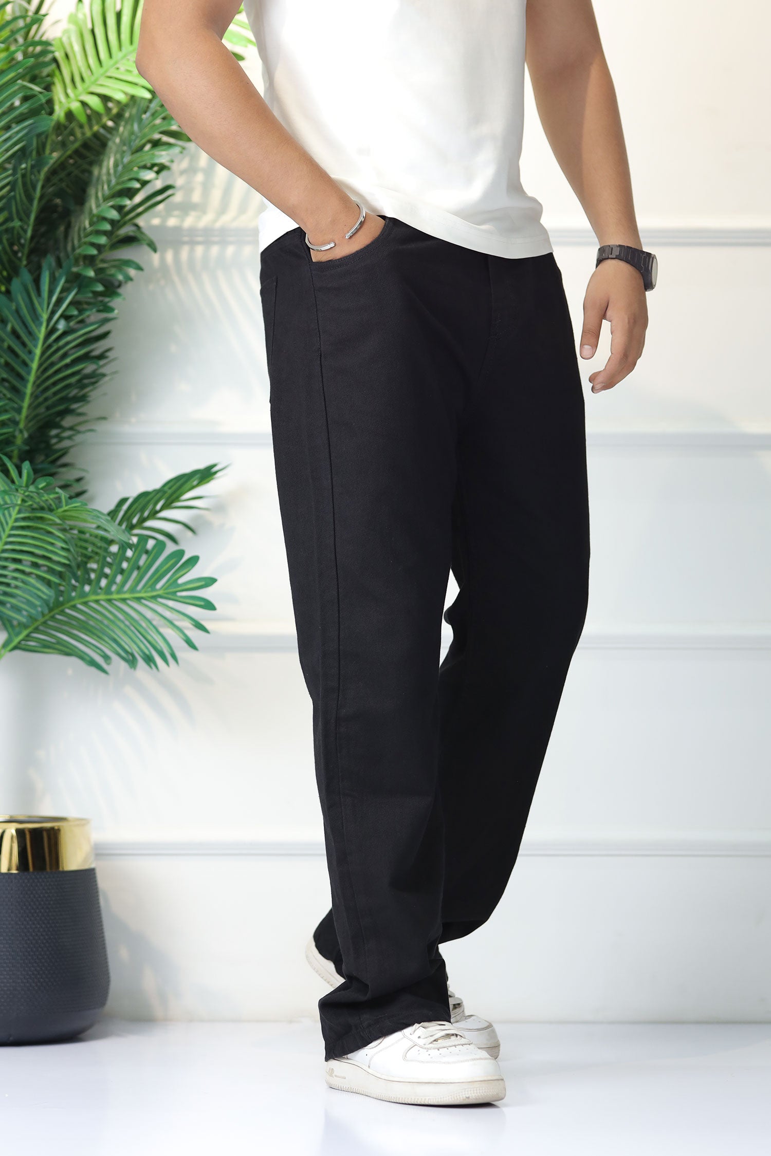 Denim 'Urban Skater' Comfort-Waist Baggy Jeans In Black
