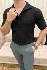 Turbo ShowOff Self Pattern Casual Shirt In Black