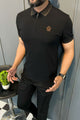Turbo Abstract Zip Collar Men's Polo Shirt In Black