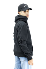 Turbo Arm Stripe Fleece Hoodie In Black