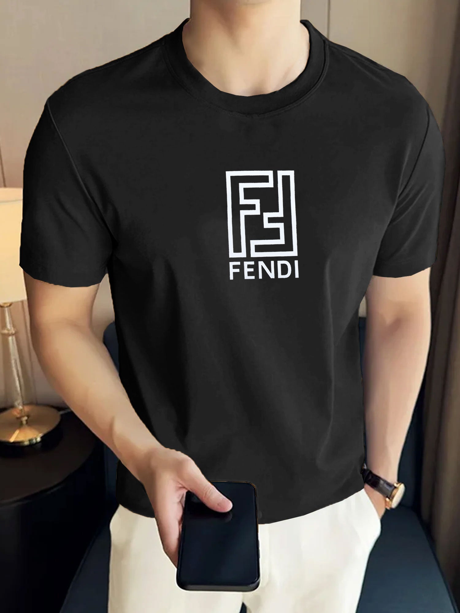 Fndi Labyrinth Monogram Classic Crew Neck Tee