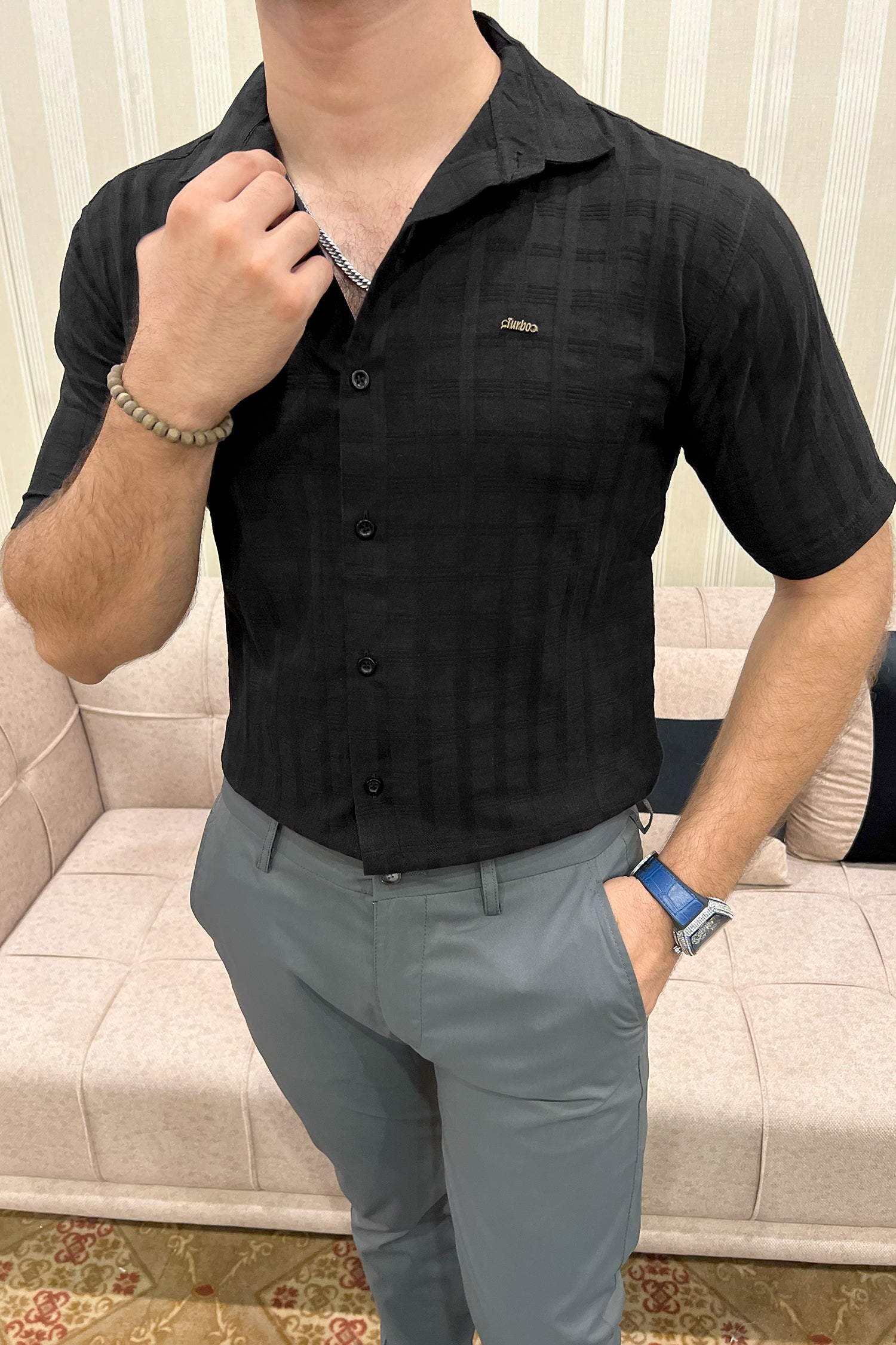 Turbo ShowOff Self Pattern Casual Shirt