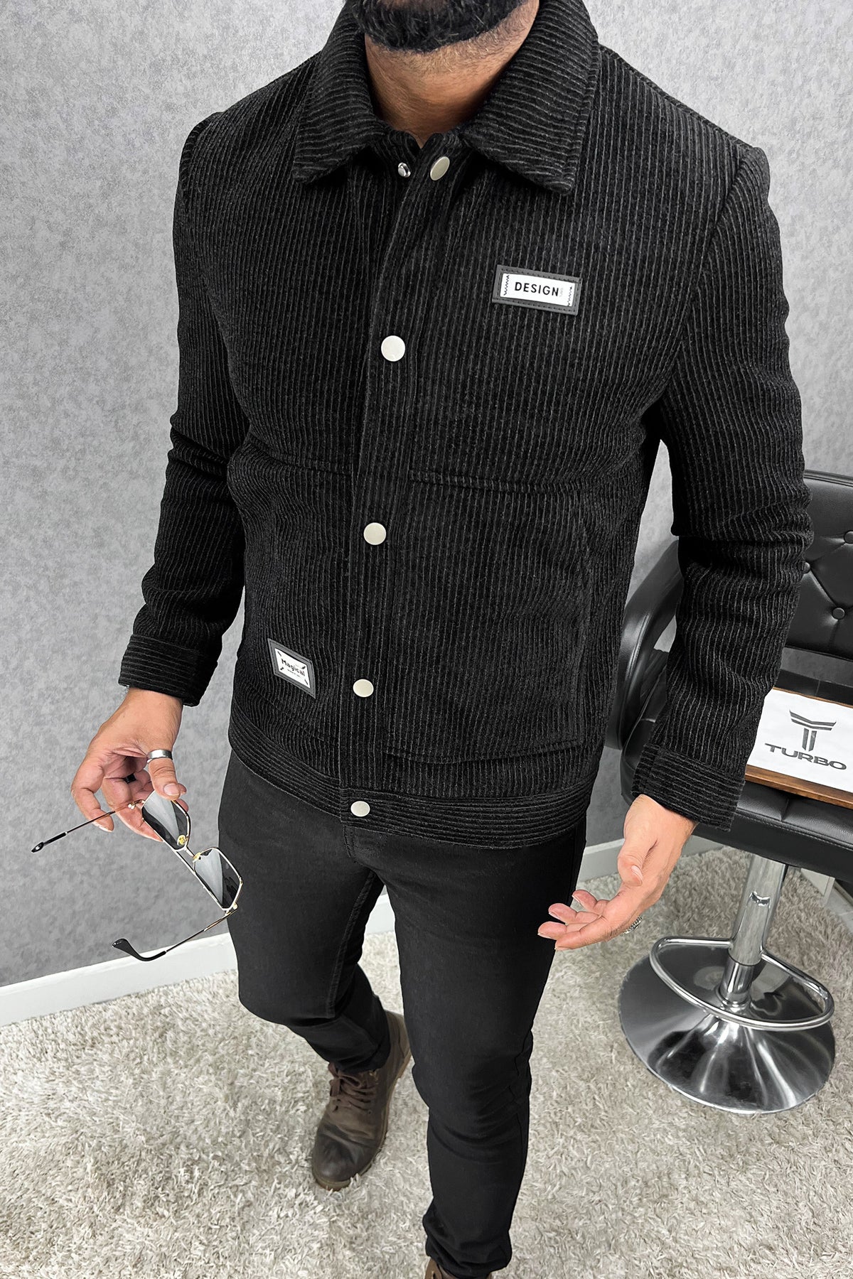 Lining Pattern Design Imported Men's Woolen Jacket