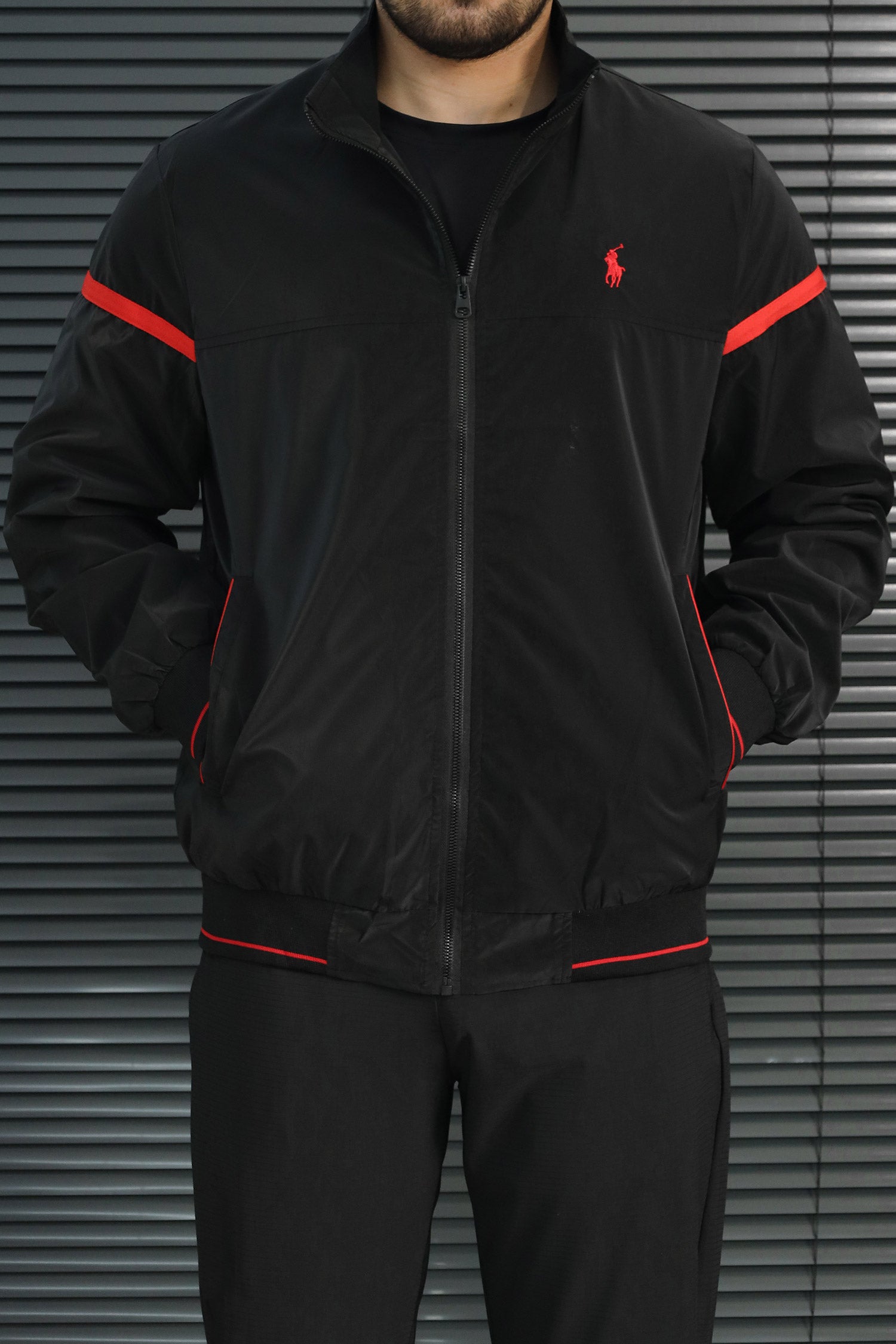 Polo Sporty Water-Repellent Imp Men Sports Jacket In Black
