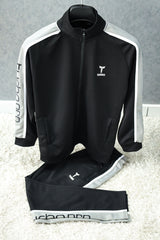 Turbo Signature Typography Men Zipper Tracksuit In Black