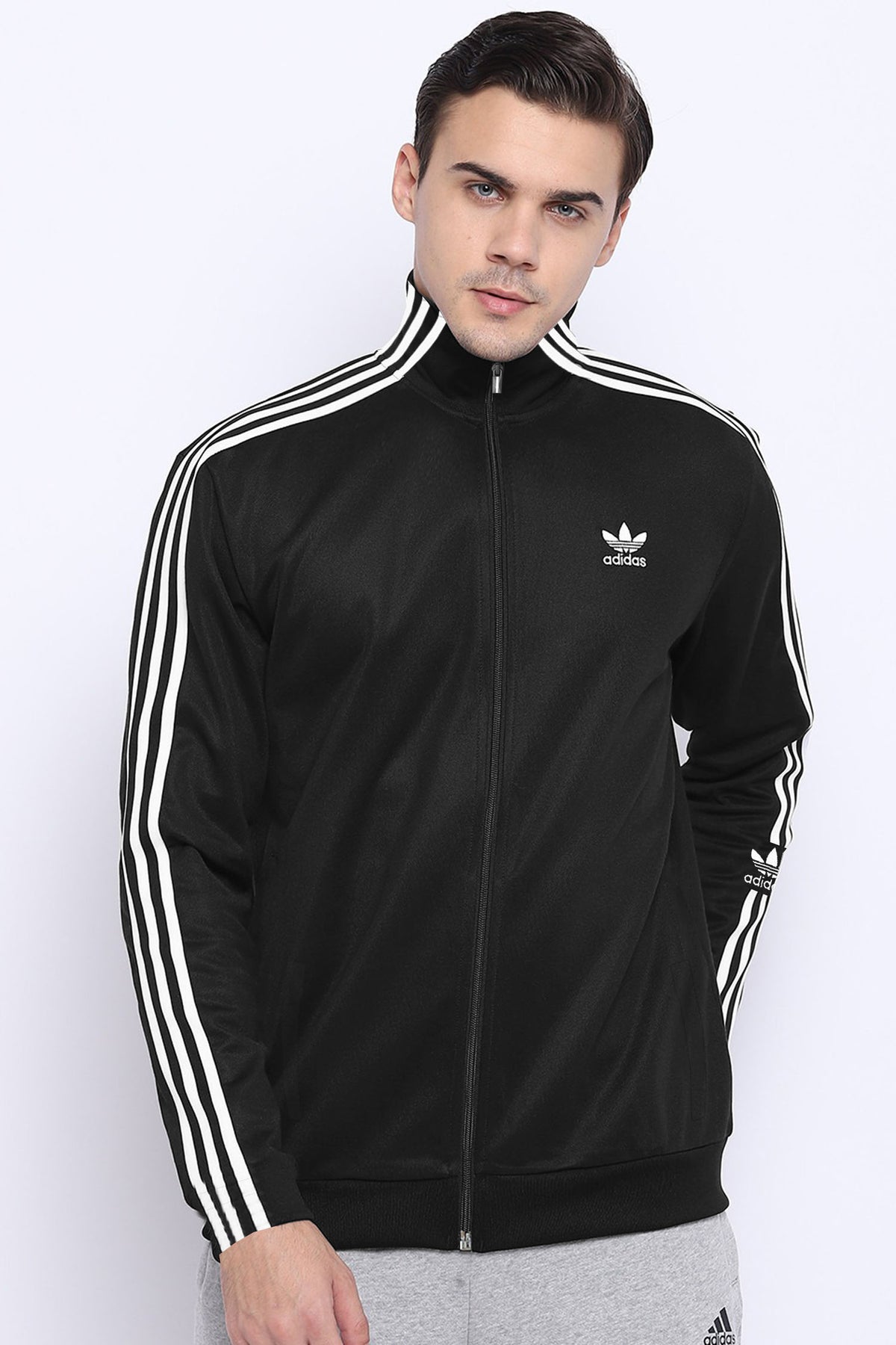 Adds 3-Stripes Signature Men Zipper Upper In Black