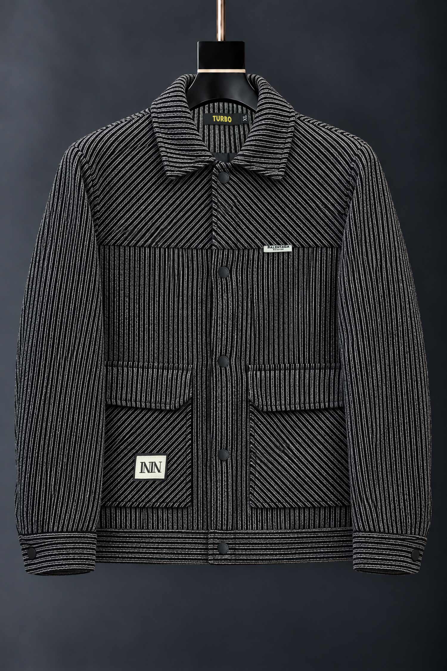 Multicolor Corduroy Imported Men's Wool Jacket In Black
