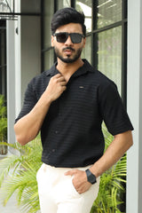 Turbo Snitch Striped Casual Shirt In Black