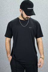 Turbo Diamond Motif Textured Crew Neck Tee In Black