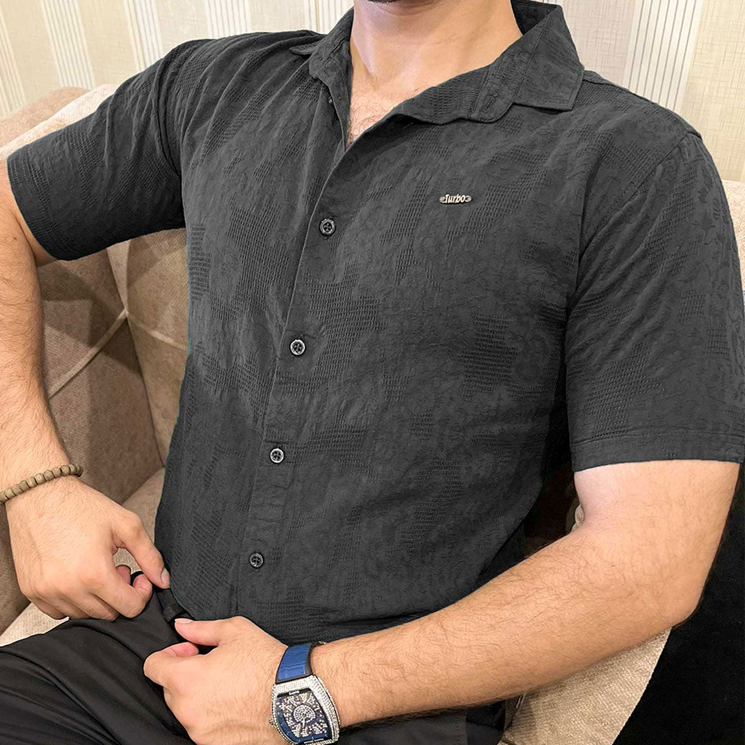 Turbo Artistic Touch Comfort Casual Shirt In Black
