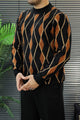 Diamond-Cut Pattern Imported Round Neck Rabbit Wool Men's Sweater