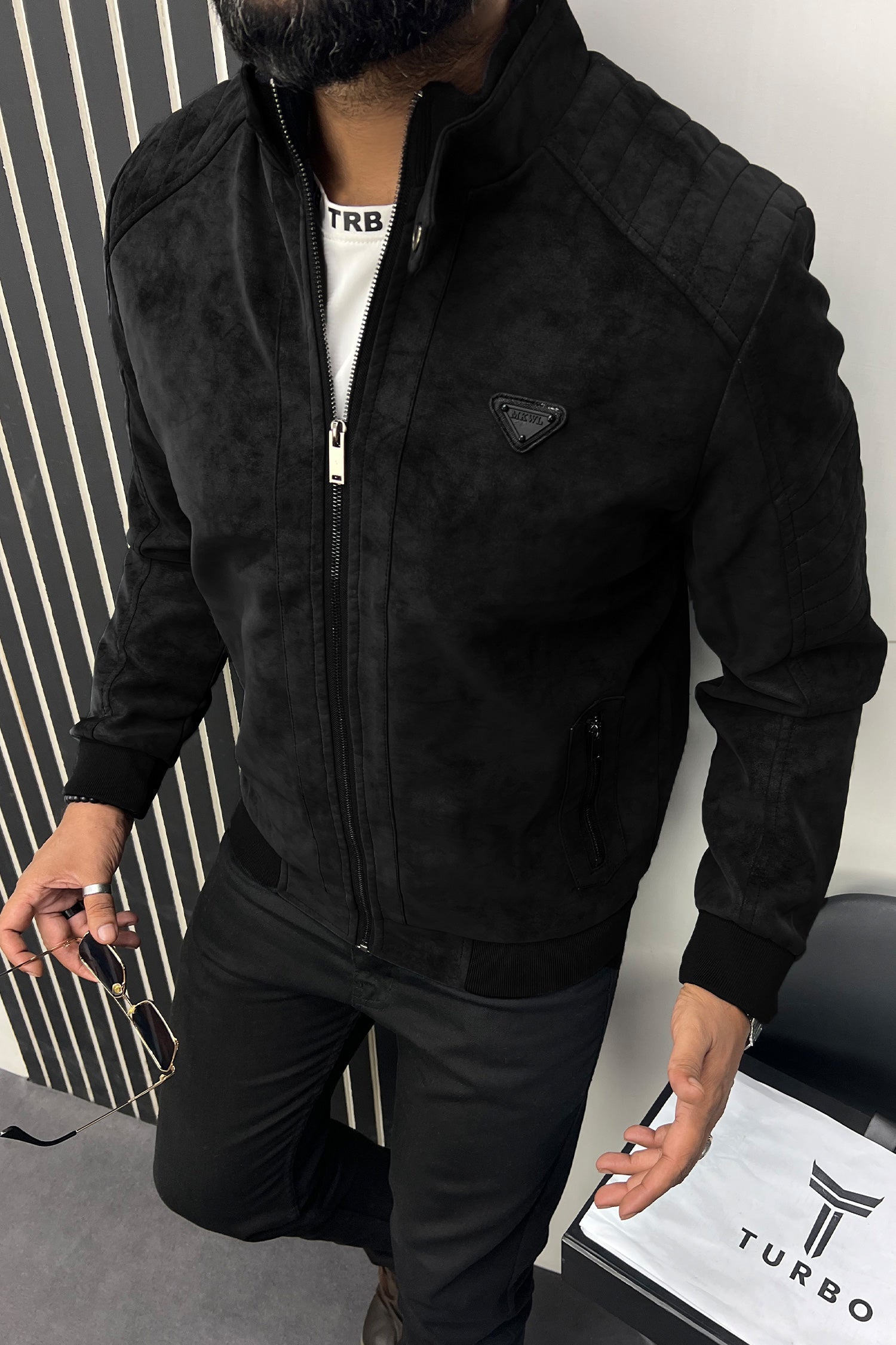 MKWL Ban Style Men's Imported Suede Leather Jacket