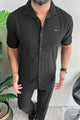 Turbo Puff Clasic Thread Casual Shirt In Black
