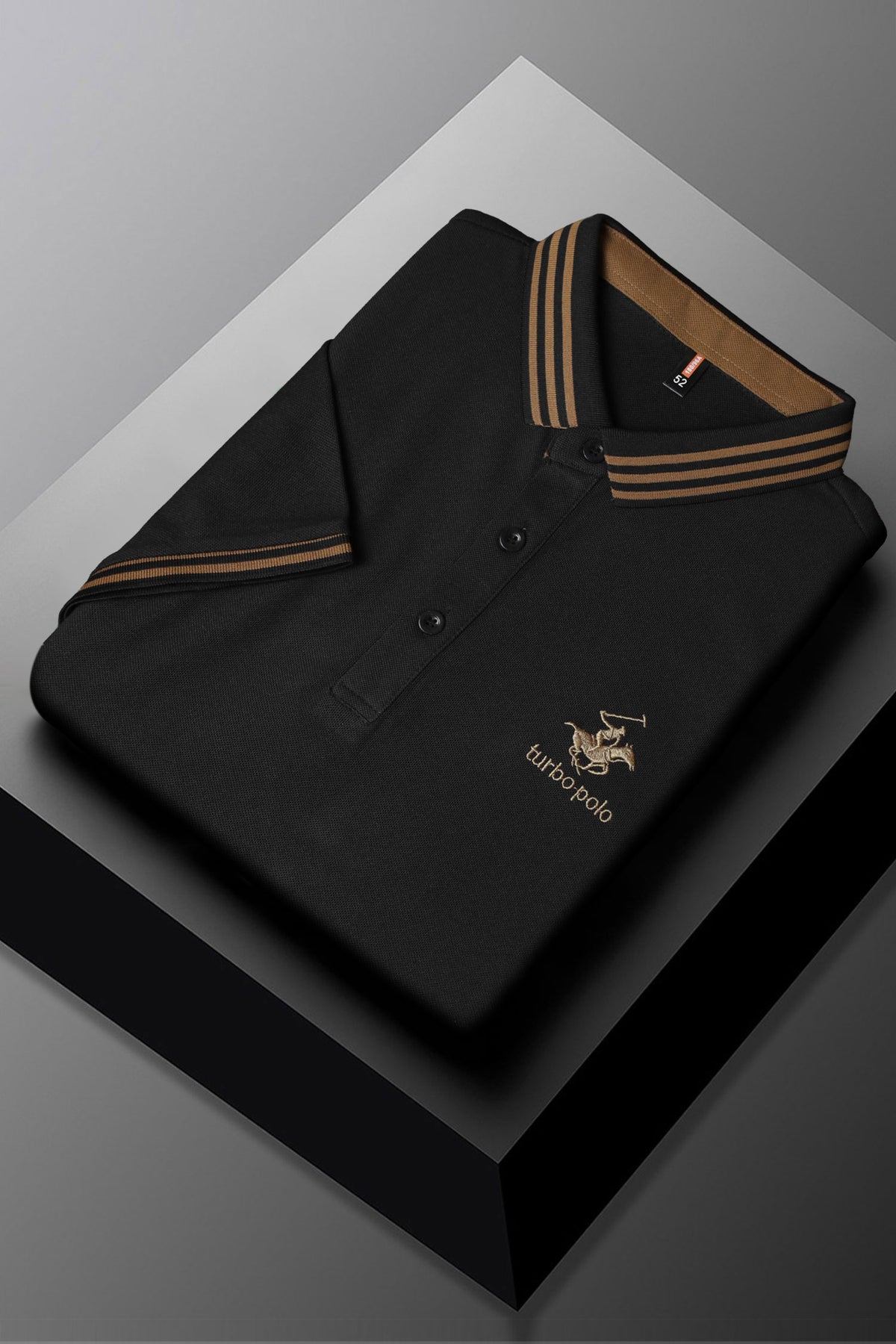 Turbo Polo Spring Lapel Horse Men's Polo Shirt In Black