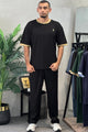 Plo Contrast Trim Men's Co-Ord Set In Black