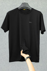 Turbo Diamond Motif Textured Crew Neck Tee In Black