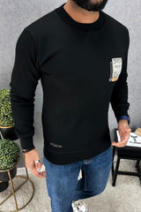 Lining Texture Round Neck Imported Men's Sweatshirt