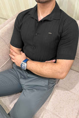 Turbo Textured Champ Casual Shirt In Black