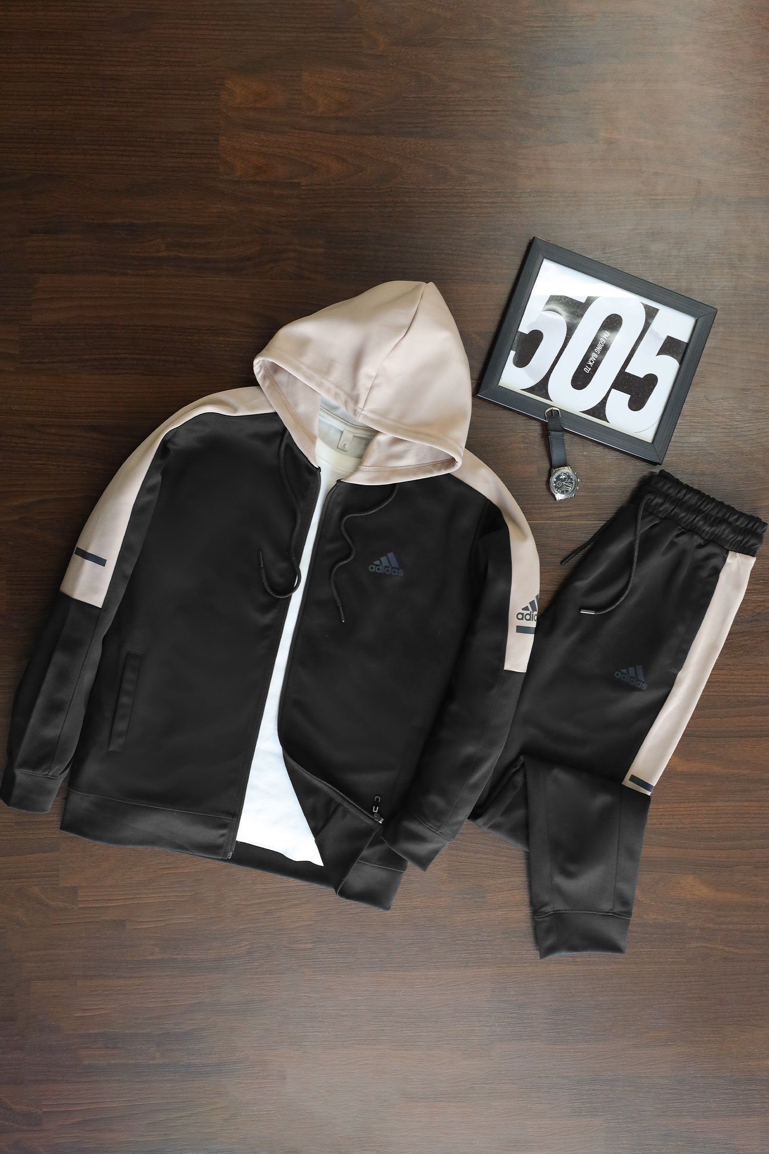 Adds Game Time Mock Neck Hoodie Zipper Tracksuit