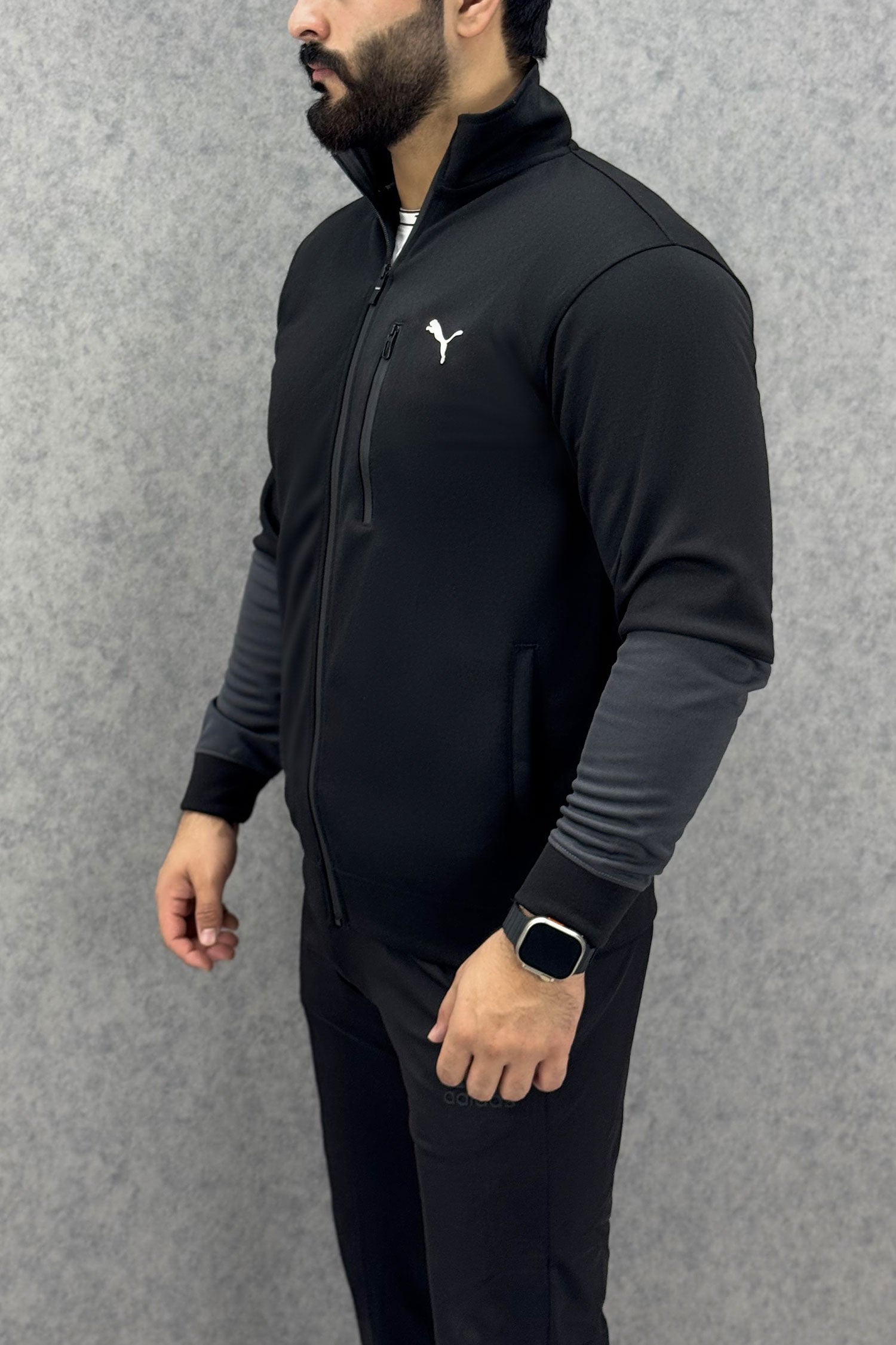 Pma Zipper Style Mock Neck Men Zipper Upper in Black