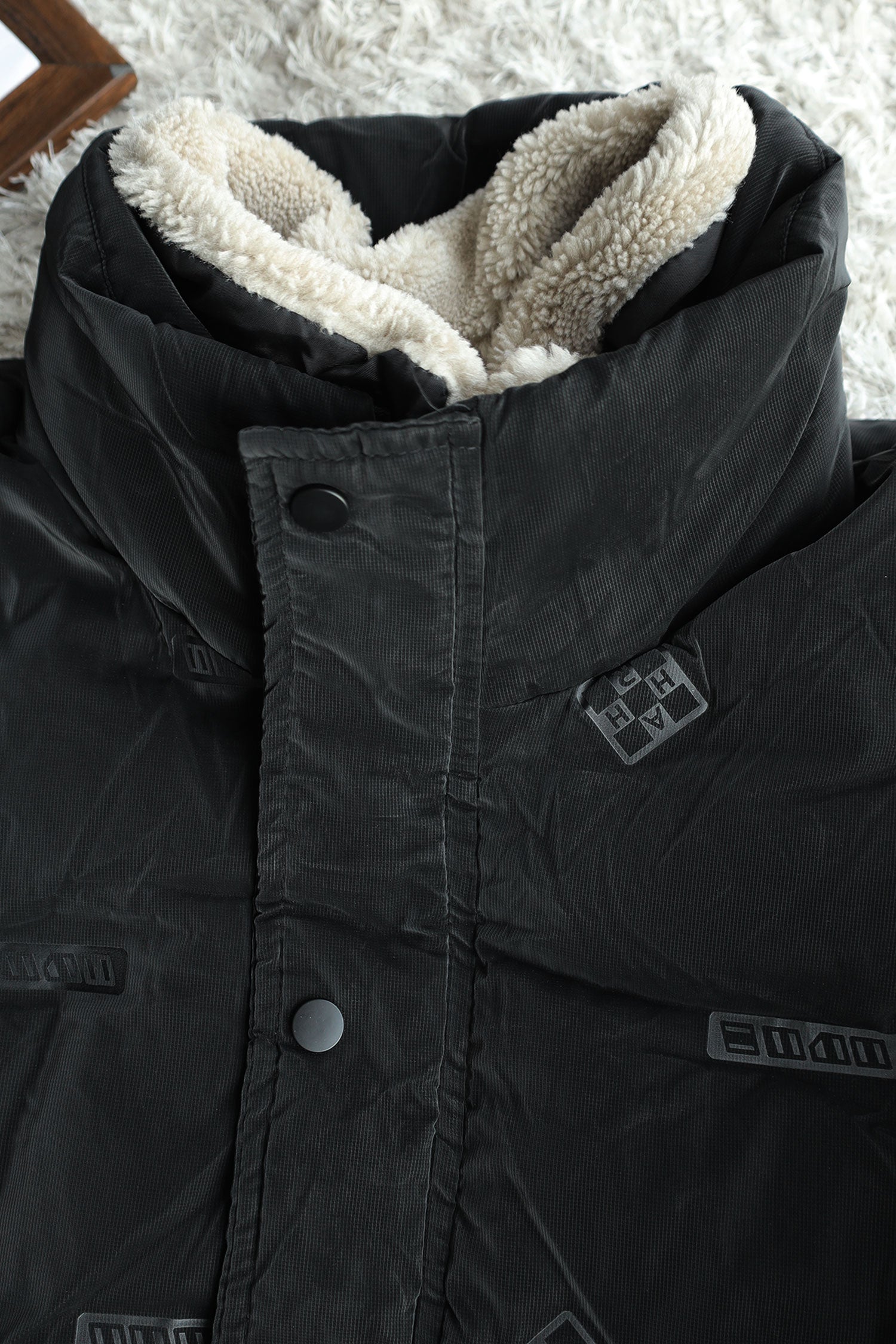 Soft Lapel Fur Collar Embossed Padded Imported Puffer Jacket