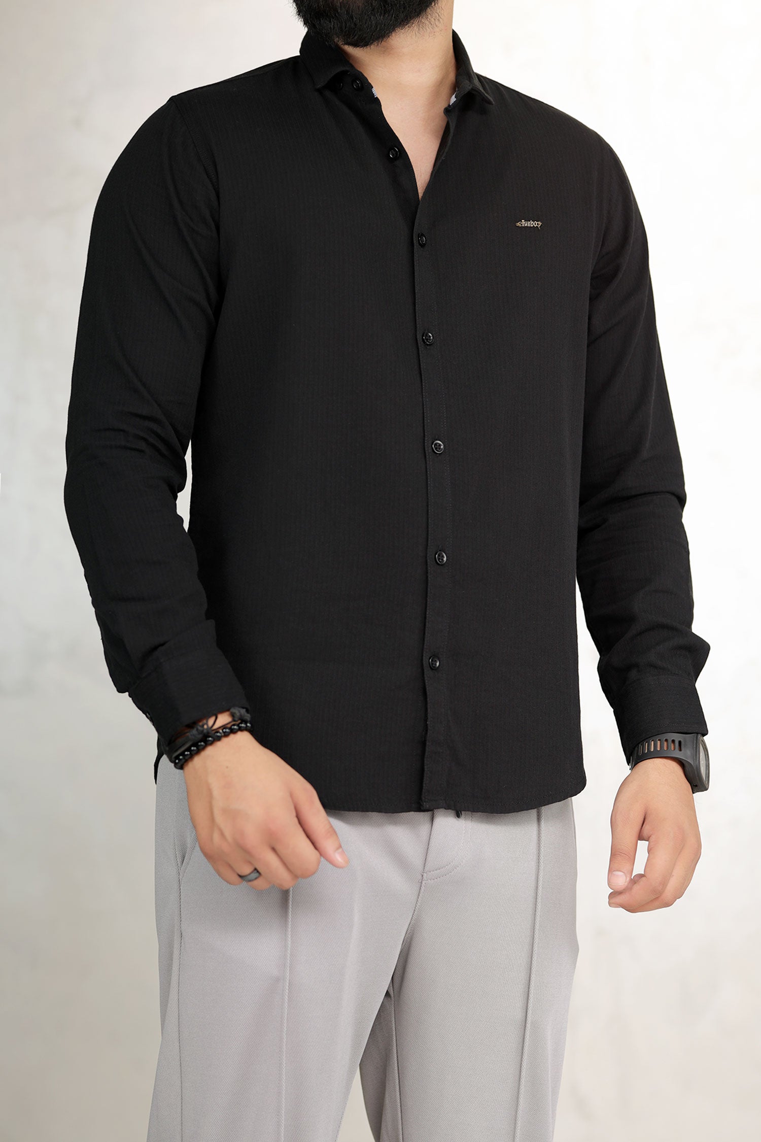 Turbo Self Lining Long Sleeve Cotton Casual Shirt
