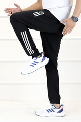 Adds 3 Stripes Line Decent Interlock Sportswear Trouser In Black