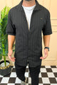 Turbo Wave Texture Crochet Casual Shirt In Black