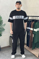 Zra Contrast Panel Men's Co-Ord Set In Black